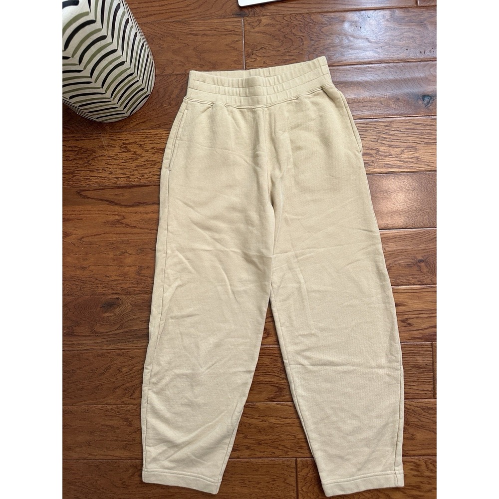 FRAME Womens S Organic Pima Cotton Barrel Leg Sweatpants Taupe Curved Pants